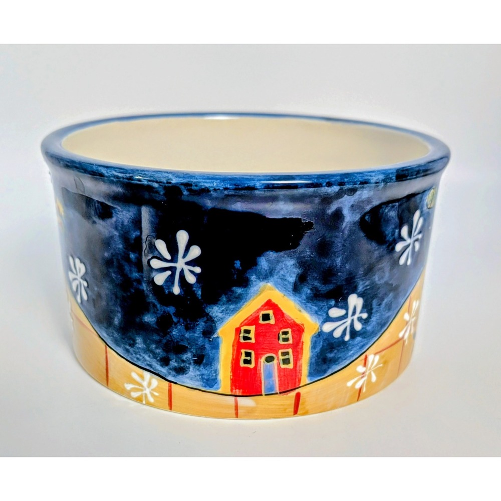 Susan Winget Certified International "Midnight Snowman" Winter  Dip Bowl